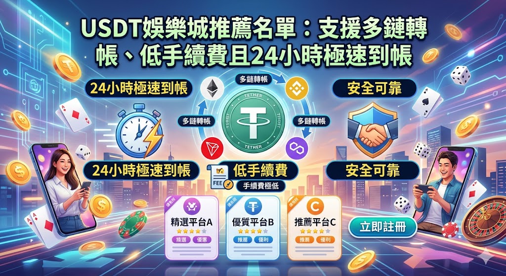 USDT娛樂城推薦名單：支援多鏈轉帳、低手續費且24小時極速到帳